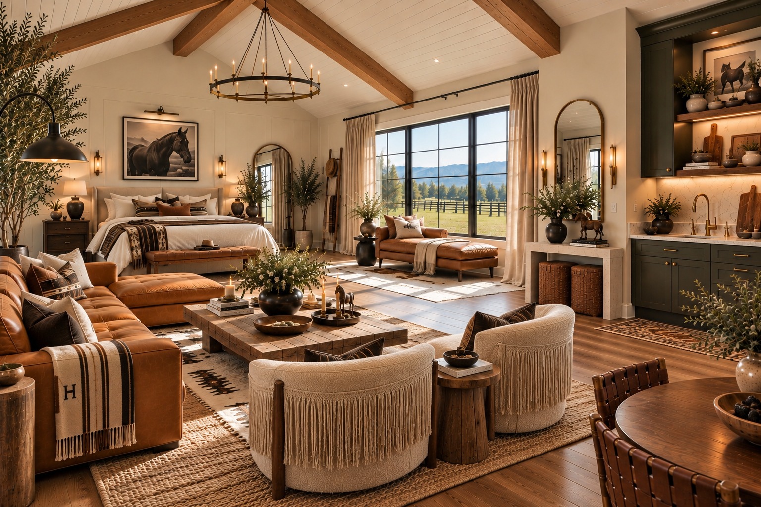 Design inspiration: a bright cream interior with camel leather seating and warm wood details